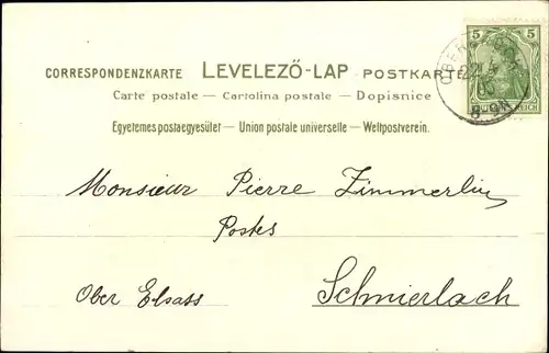 Litho Mit Blumen geschmücktes Fahrrad