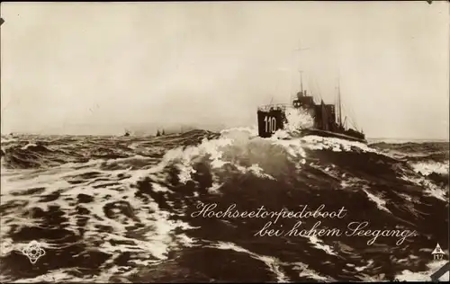 Ak Deutsches Kriegsschiff, Topedoboot bei hohem Seegang