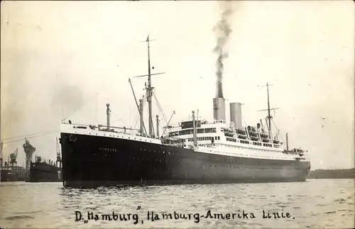 Foto Ak Dampfer Hamburg, HAPAG, 1926