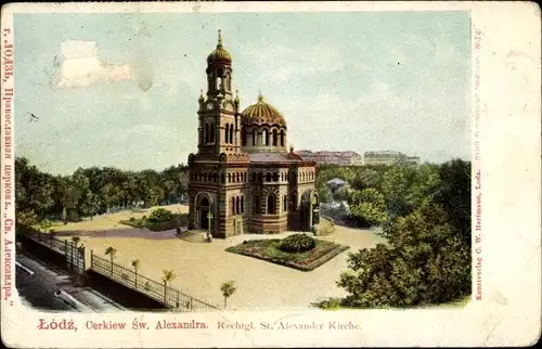 Ak Lodz Polen, Cerkiew Sw. Alexandra, Rechtgl. St. Alexanderkirche