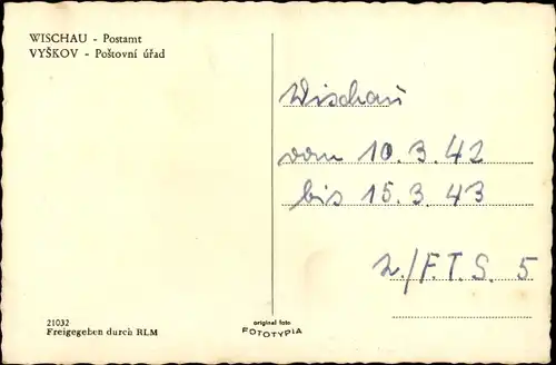 Ak Vyškov Wischau Südmähren, Postamt