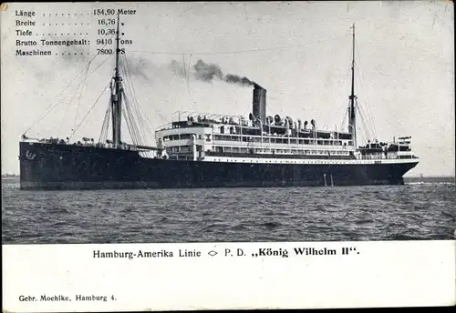 Ak Dampfschiff König Wilhelm II., HAPAG