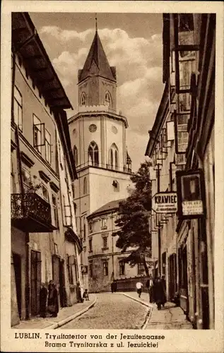 Ak Lublin Polen, Brama Trynitarska z ul. Jezuickiej