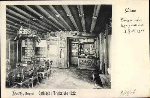Ak Chur Kt. Graubünden Schweiz, Hofkellerei, Gotische Trinkstube von 1522, Bar