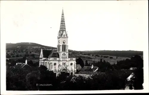 Ak Pöttelsdorf Burgenland, Teilansicht mit Kirche