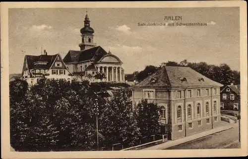 Ak Aalen im Ostalbkreis Württemberg, Salvatorkirche mit Schwesternhaus