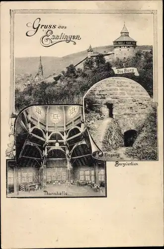 Ak Esslingen am Neckar, Burg mit Burgverlies und Turmhalle
