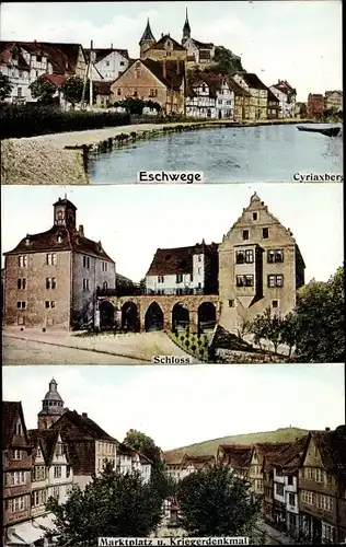 Ak Eschwege an der Werra Hessen, Schloss, Marktplatz und Kriegerdenkmal, Cyriaxberg