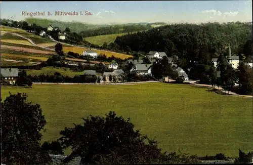 Ak Ringethal Mittweida in Sachsen, Blick auf den Ort mit Umgebung