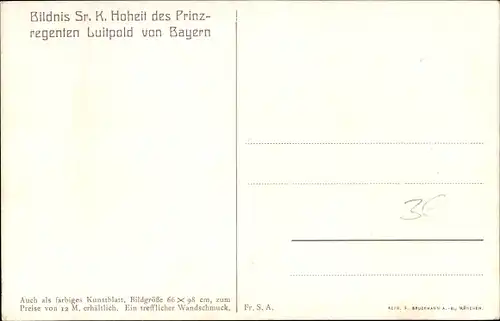 Künstler Ak Firle, Walther, Prinzregent Luitpold von Bayern, Sitzportrait