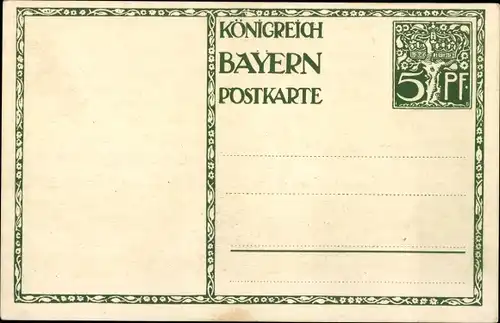 Ganzsachen Künstler Ak Diez, M., Prinzregent Luitpold von Bayern 1911, 5 Pfennig