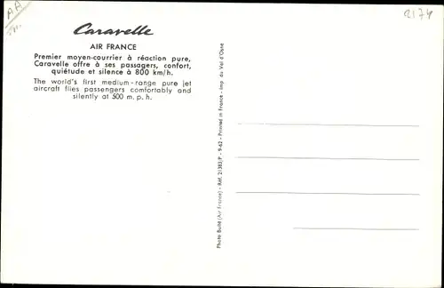 Ak Französisches Passagierflugzeug, Air France, Caravelle