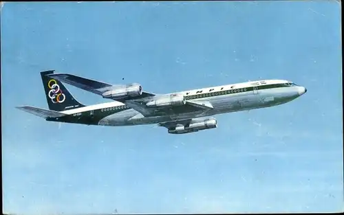 Ak Griechisches Passagierflugzeug, Olympic Airways, Boeing 707 320 Super fan jet