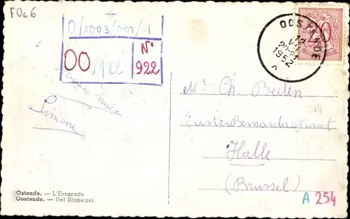 Ak Oostende Ostende Westflandern, L'Estacade