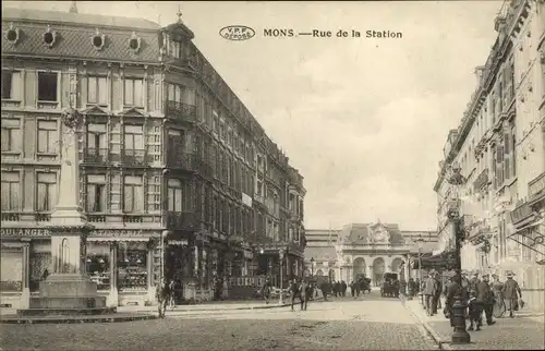 Ak Mons Wallonien Hennegau, Rue de la Station