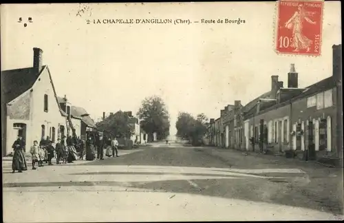 Ak La Chapelle d' Angillon Cher, Route de Bourgès