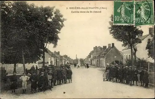 Ak Bruère Allichamps Cher, Entrée route de St. Amand