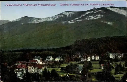 Ak Marienthal Szklarska Poręba Schreiberhau Riesengebirge, Villenteil m. Dr. Wilhelms Sanatorium