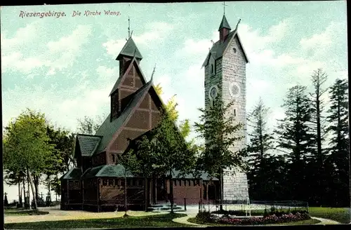 Ak Karpacz Górny Brückenberg Krummhübel Riesengebirge Schlesien, Kirche Wang