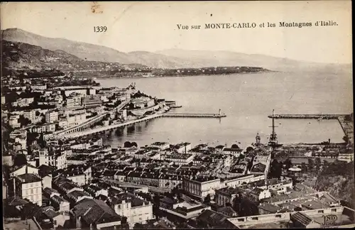 Ak Monte Carlo Monaco, Vue generale et les Montagnes d'Italie