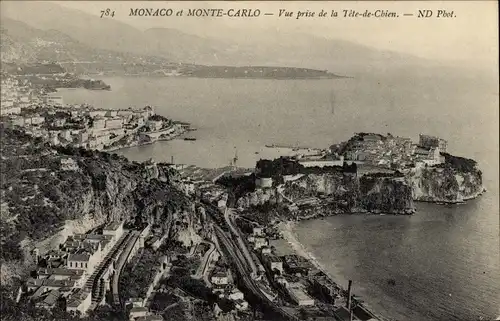 Ak Monte Carlo Monaco, Vue generale prise de la Tete de Chien