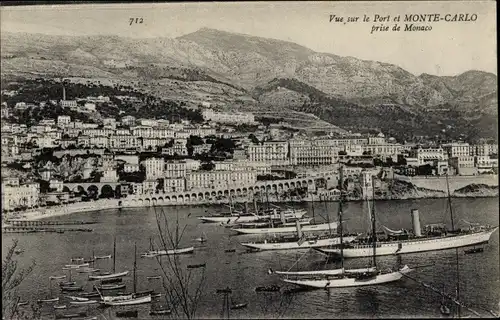 Ak Monte Carlo Monaco, Le Port, prise de Monaco
