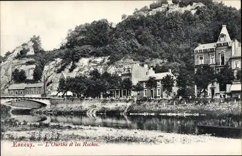 Ak Esneux Wallonien Lüttich, L'Ourthe et les Roches, Fluss, Felsen