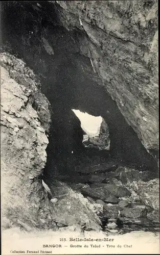 Ak Bangor Belle Île en Mer Morbihan, Belle-Isle-en-Mer, Grotte du Talud, Trou du Chat