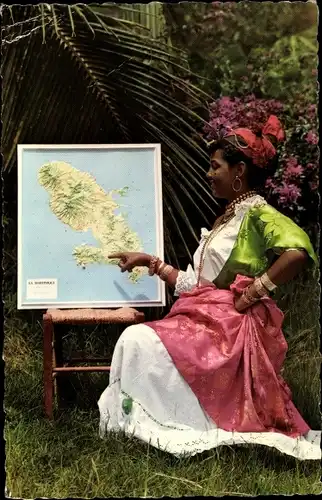 Ak Martinique, Frau in Tracht, Carte