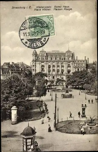 Ak Strasbourg Straßburg Elsass Bas Rhin, Kleberplatz, Rotes Haus
