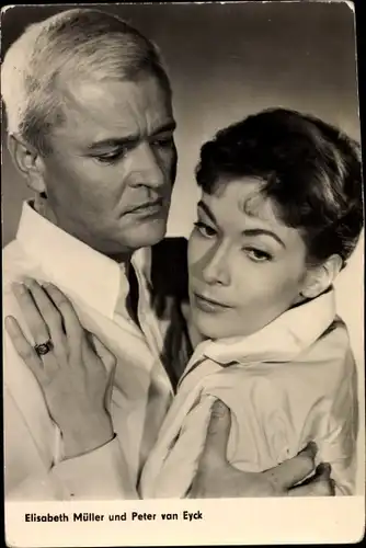 Ak Schauspielerin Elisabeth Müller und Schauspieler Peter van Eyck, Dr. Crippen lebt