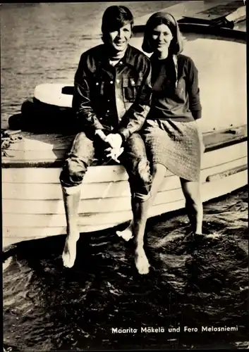 Ak Schauspieler Maarita Mäkelä, Fero Melasniemi, Film Heiße Katze
