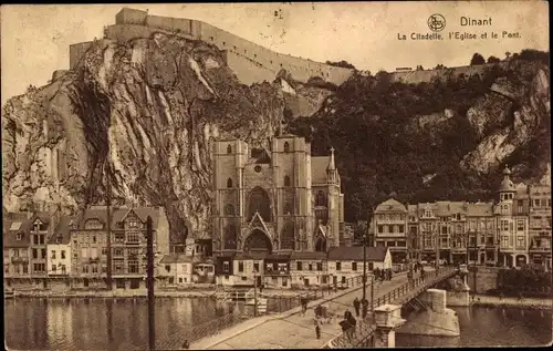Ak Dinant Wallonien Namur, La Citadelle, l'Eglise et le Pont