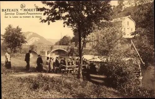 Ak Dinant Wallonien Namur, Bateaux Mouettes, Dinant-Anseremme, Sur la Lesse au moment du depart