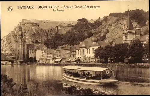 Ak Dinant Wallonien Namur, Bateaux Mouettes, Le Bateau, Panorama