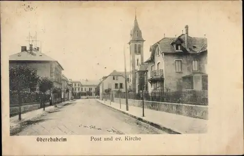 Ak Obernai Oberehnheim Elsass Bas Rhin, Post und ev. Kirche