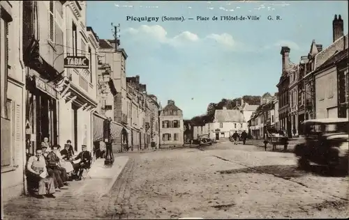 Ak Picquigny Somme, Place de l'Hotel-de-Ville