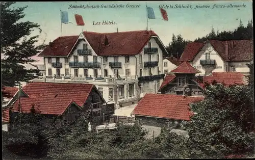 Ak Col de la Schlucht Vosges, deutsch-französische Grenze, Les Hotels