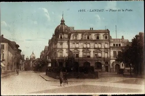 Ak Landau in der Pfalz, Place de la Poste