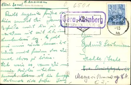 Ak Kaimberg Gera in Thüringen, Panorama mit Kirche