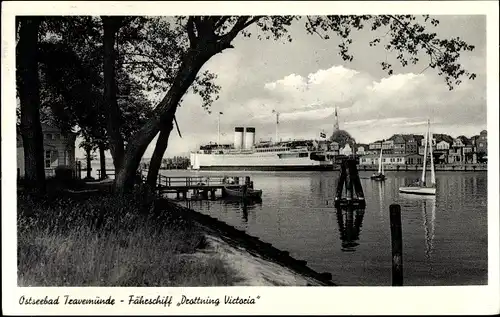 Ak Ostseebad Travemünde Lübeck, Fährschiff Drottning Victoria, Hafen