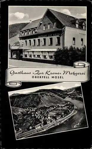 Ak Oberfell an der Mosel, Gasthaus Zur Krone, Panorama
