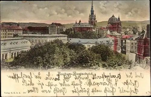 Ak Burtscheid Aachen Nordrhein Westfalen, Panorama mit Kirche