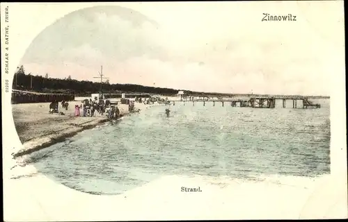 Ak Ostseebad Zinnowitz auf Usedom, Strand, Steg