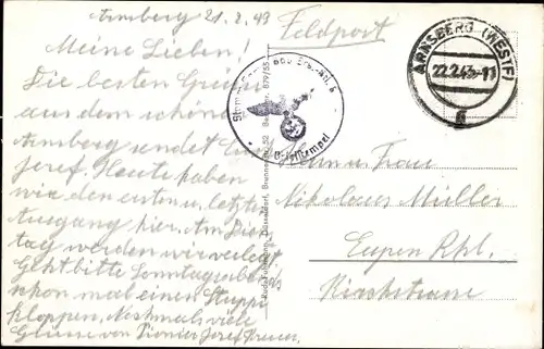 Ak Arnsberg Sauerland, Gesamtansicht der Stadt mit Kirche