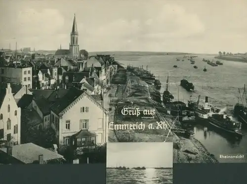 Leporello Ak Emmerich am Niederrhein, Rheinansicht, Panorama, Dampfer