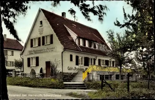 Ak Rotensol Bad Herrenalb im Schwarzwald, cafe u. Pension "Waldesruh", Eingangstreppe