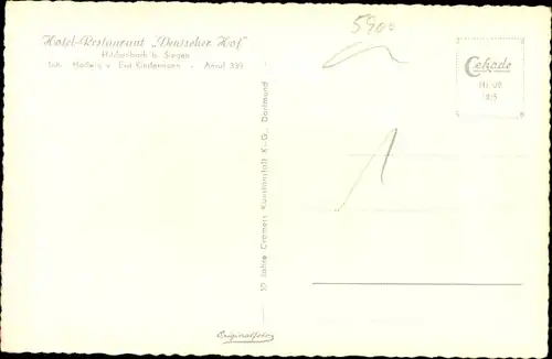 Ak Hilchenbach in Westfalen, Restaurant Deutscher Hof, Speisesaal