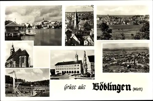 Ak Böblingen in Württemberg, Ortsansichten, Freibad, Rathaus
