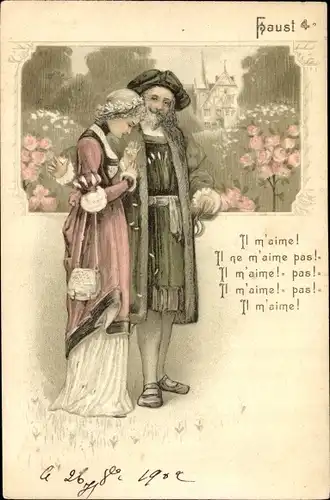 Präge Ak Faust 4, Il m'aime, il ne m'aime pas, Gretchen